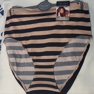 Kathy Ireland Brand Underwear Ladies Plus Panties - Taupe/Black